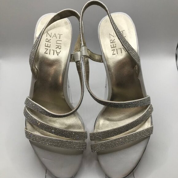 Naturalizer Women's Vanessa White Satin Rhinestone Dress Strappy Sandals Size 7M - Picture 4 of 12